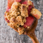 strawberry rhubarb on a spoon