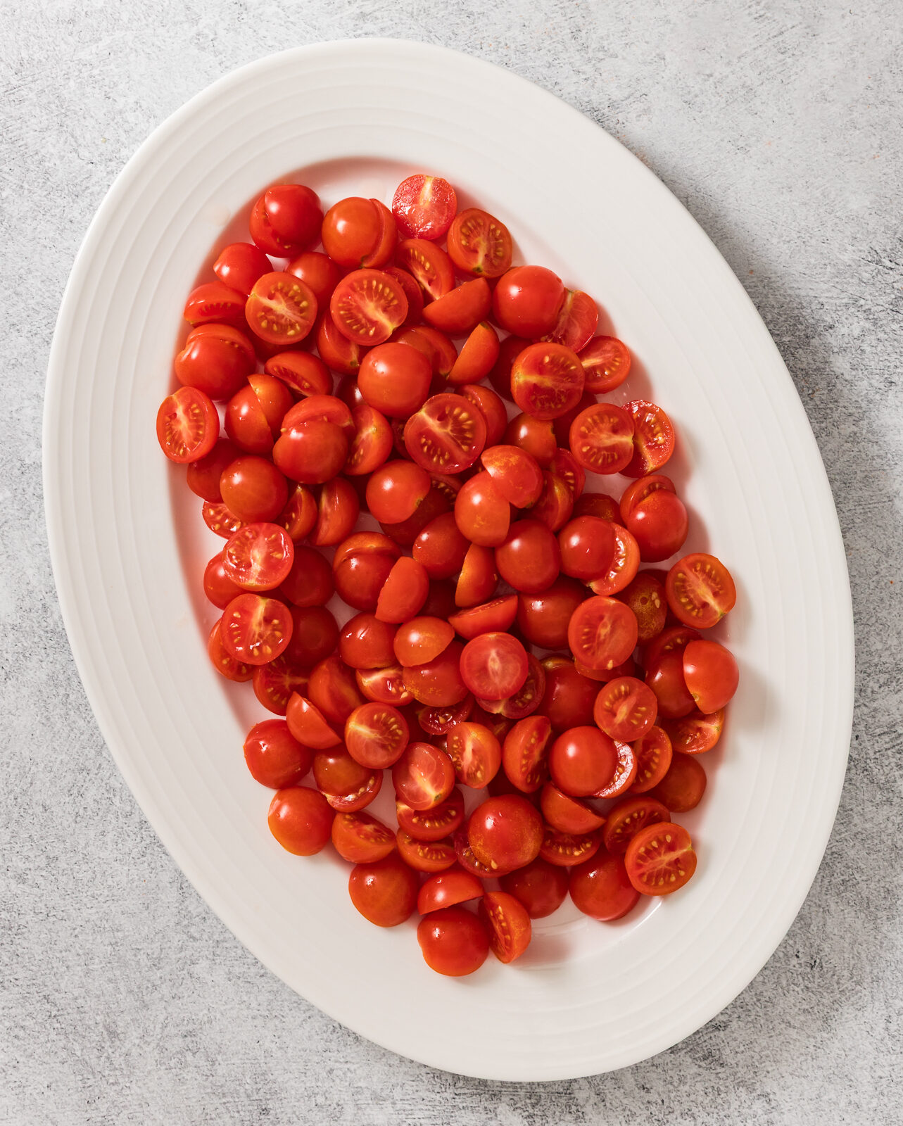 Fresh Cherry tomatoes halved for Caprese Salad