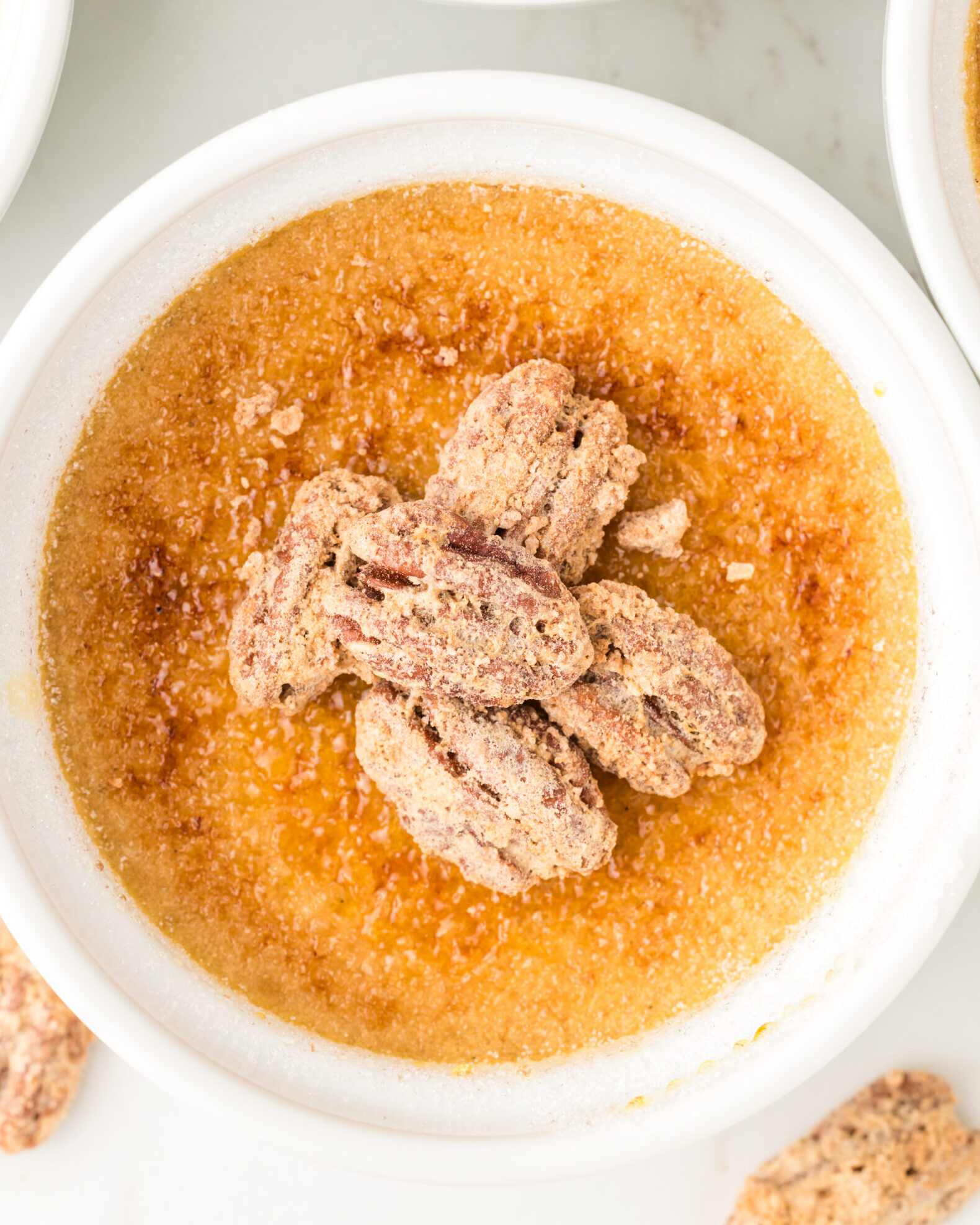 pumpkin creme brulee with toasted pecans